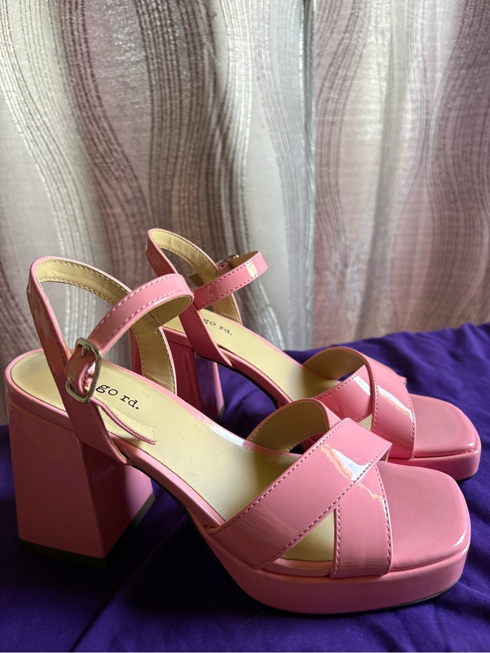 Pink Platform Block Heel Sandals